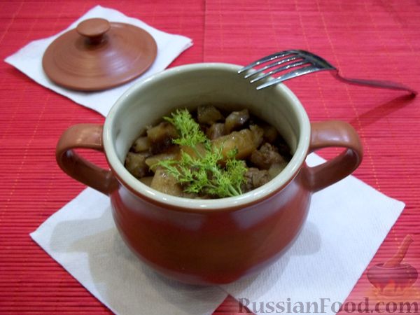 Картошка со свининой и грибами в горшочках, пошаговый рецепт с фото