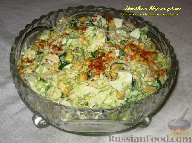 Салат с копченой курицей и свежими овощами «Парижель»: по-домашнему вкусно