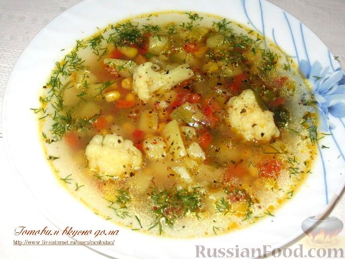 Овощной суп с машем и цветной капустой