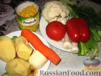 Фото приготовления рецепта: Овощной суп с кукурузой и цветной капустой - шаг №1