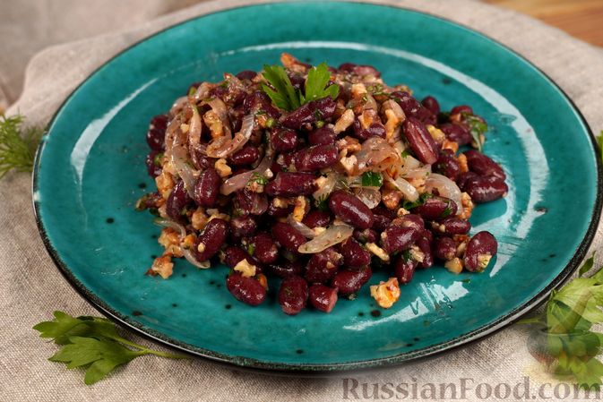 Салат из фасоли с орехами и кинзой - рецепт с фотографиями - Patee. Рецепты