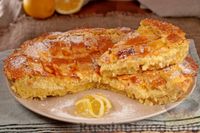 Фото к рецепту: Песочный пирог с творожно-лимонной начинкой