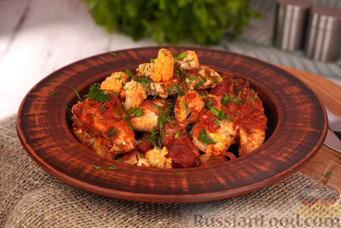 Индейка с цветной капустой на сковороде — рецепт с фото пошагово
