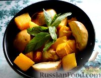 Фото к рецепту: Тыква, запеченная в духовке с яблоками и айвой