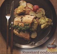 Фото к рецепту: Картофель запеченый с лососем
