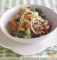 Фото к рецепту: Спагетти с курятиной и зеленой фасолью