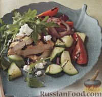 Фото к рецепту: Салат с курицей и руколой (аругулой)