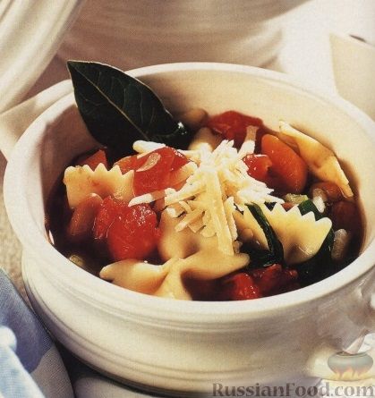 Рецепт Томатный суп с фасолью и макаронами