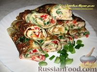 Фото к рецепту: Блины со шпинатом и болгарским перцем