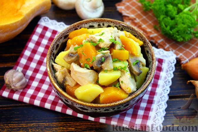 Овощное рагу с тыквой, пошаговый рецепт на ккал, фото, ингредиенты - МаринаL