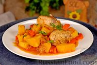 Фото к рецепту: Куриные ножки, тушенные с овощами в апельсиновом соусе