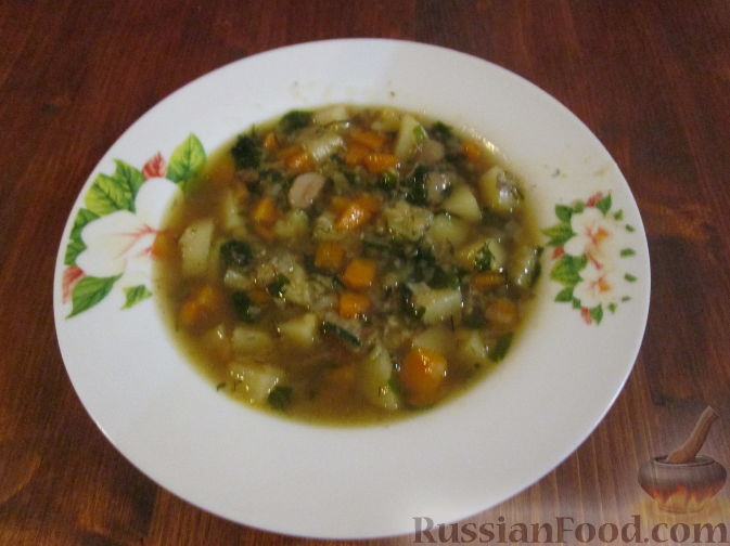 Рецепт Грибной суп с чечевицей