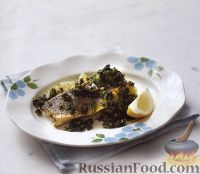 Фото к рецепту: Сибас с оливковым соусом