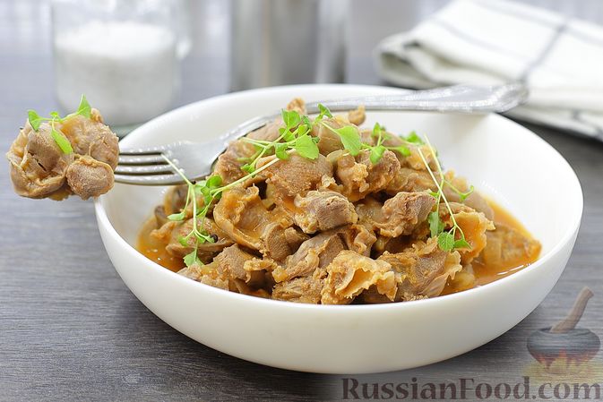 Перловая каша с куриными желудками