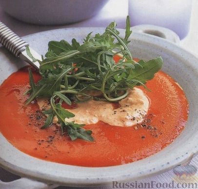 Рецепт Томатный суп-пюре со сметанным кремом