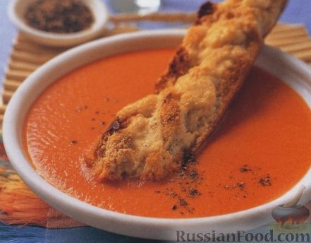 Рецепт Острый суп из болгарского перца с гренками
