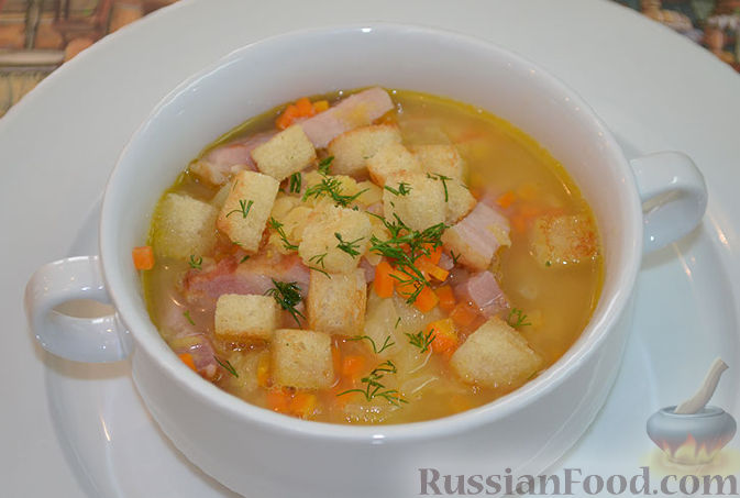 Рецепт Гороховый суп с копченой грудинкой
