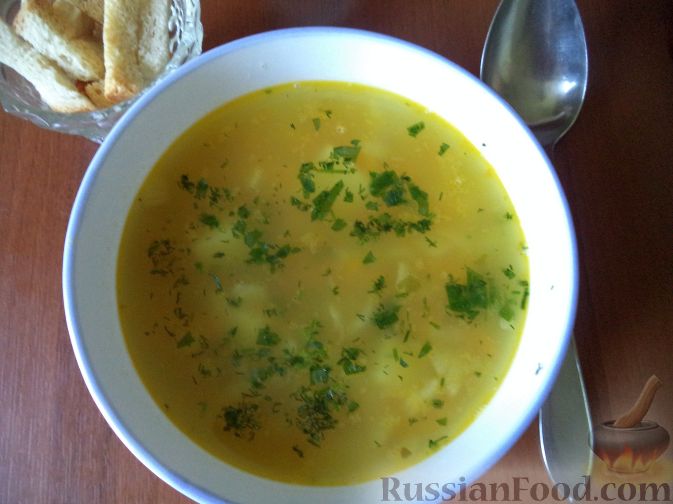 Рецепт Чечевичный суп с зеленым горошком