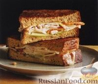 Фото к рецепту: Бутерброды с индюшиной ветчиной и сыром