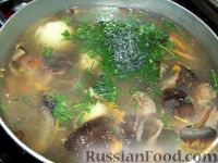 Фото приготовления рецепта: Суп из замороженных грибов - шаг №12