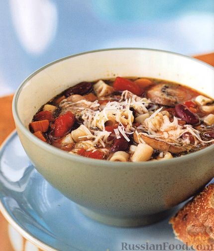 Рецепт Фасолевый суп с макаронами и грибами
