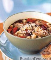 Фото к рецепту: Фасолевый суп с макаронами и грибами