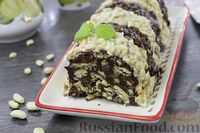 Фото к рецепту: Шоколадная колбаска из печенья, с орехами