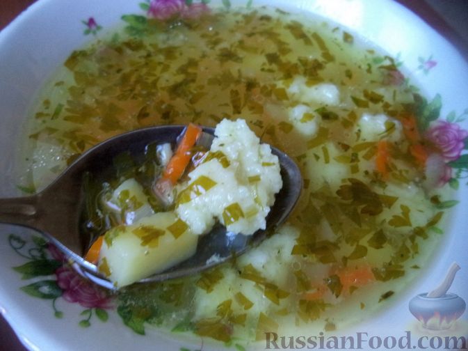 Рецепт Куриный суп с манными галушками