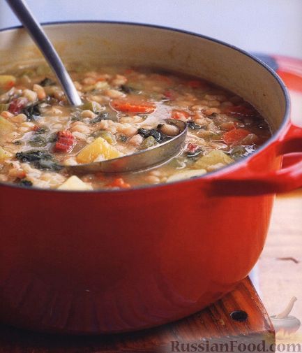 Рецепт Фасолевый суп с ветчиной и листовой капустой