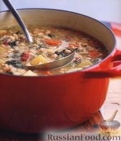 Фото к рецепту: Фасолевый суп с ветчиной и листовой капустой