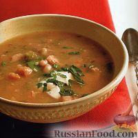 Фото к рецепту: Куриный суп с фасолью