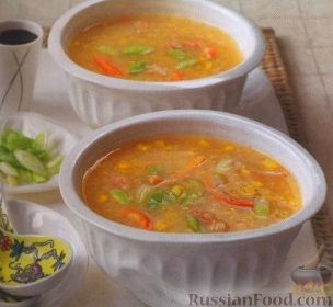 Рецепт Суп с крабовым мясом и кукурузой