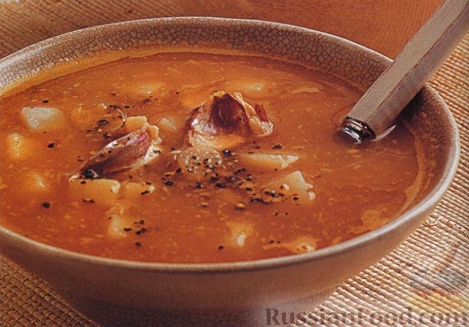 Рецепт Картофельный суп с печеным чесноком