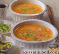 Фото к рецепту: Суп с крабовым мясом и кукурузой