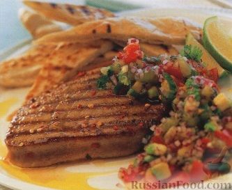 Рецепт Жареный тунец с сальсой