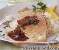 Фото к рецепту: Рыба-меч под соусом барбекю