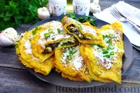 Фото к рецепту: Картофельные драники с курицей, грибами и сыром