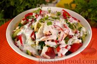 Фото к рецепту: Овощной салат с сыром и ветчиной
