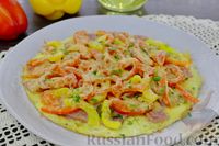 Фото к рецепту: Пицца из лаваша, с ветчиной и овощами (на сковороде)