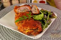 Фото к рецепту: Свиные отбивные, фаршированные сыром и ветчиной (в духовке)