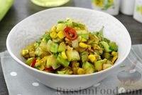 Фото к рецепту: Салат с жареными кабачками и кукурузой