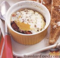 Фото к рецепту: Яйца печеные с помидорами и шпинатом