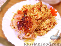 Фото к рецепту: Курица тушеная с рисом