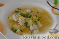 Фото к рецепту: Рисовый суп с кукурузой