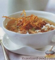 Фото к рецепту: Рисовый суп с мясными фрикадельками
