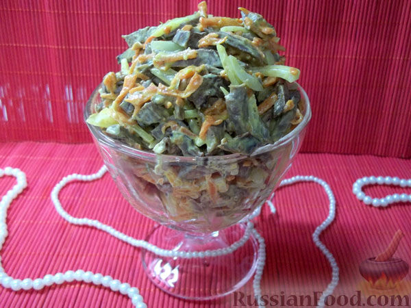 Салат из свиного сердца с сыром рецепт с фото блюда