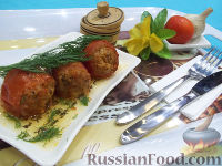 Фото к рецепту: Тушеные помидоры, фаршированные мясом и рисом