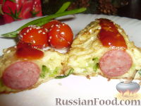 Фото к рецепту: Сосиска с сыром и зеленым луком