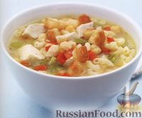 Фото к рецепту: Куриный суп с макаронами и турецким горохом