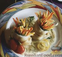 Фото к рецепту: Рыбные рулеты, фаршированные овощами